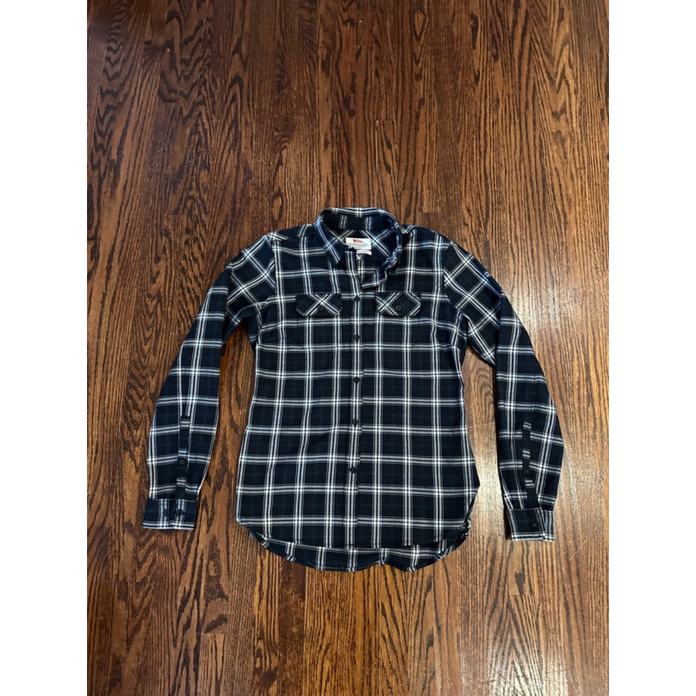 Women's Fjallraven Black & White Plaid Button Down Shirt XS